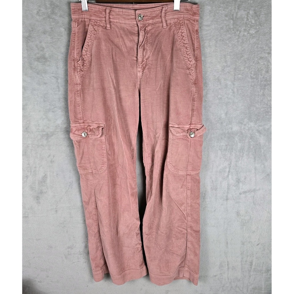 American Eagle Women' Stretch Superโ Hi Rise Baggy Wide Leg Size 4 Jean Distress